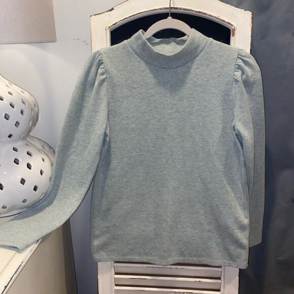 MadewellPlush Mock Neck Puff Sleeve Top - Picture 1 of 6